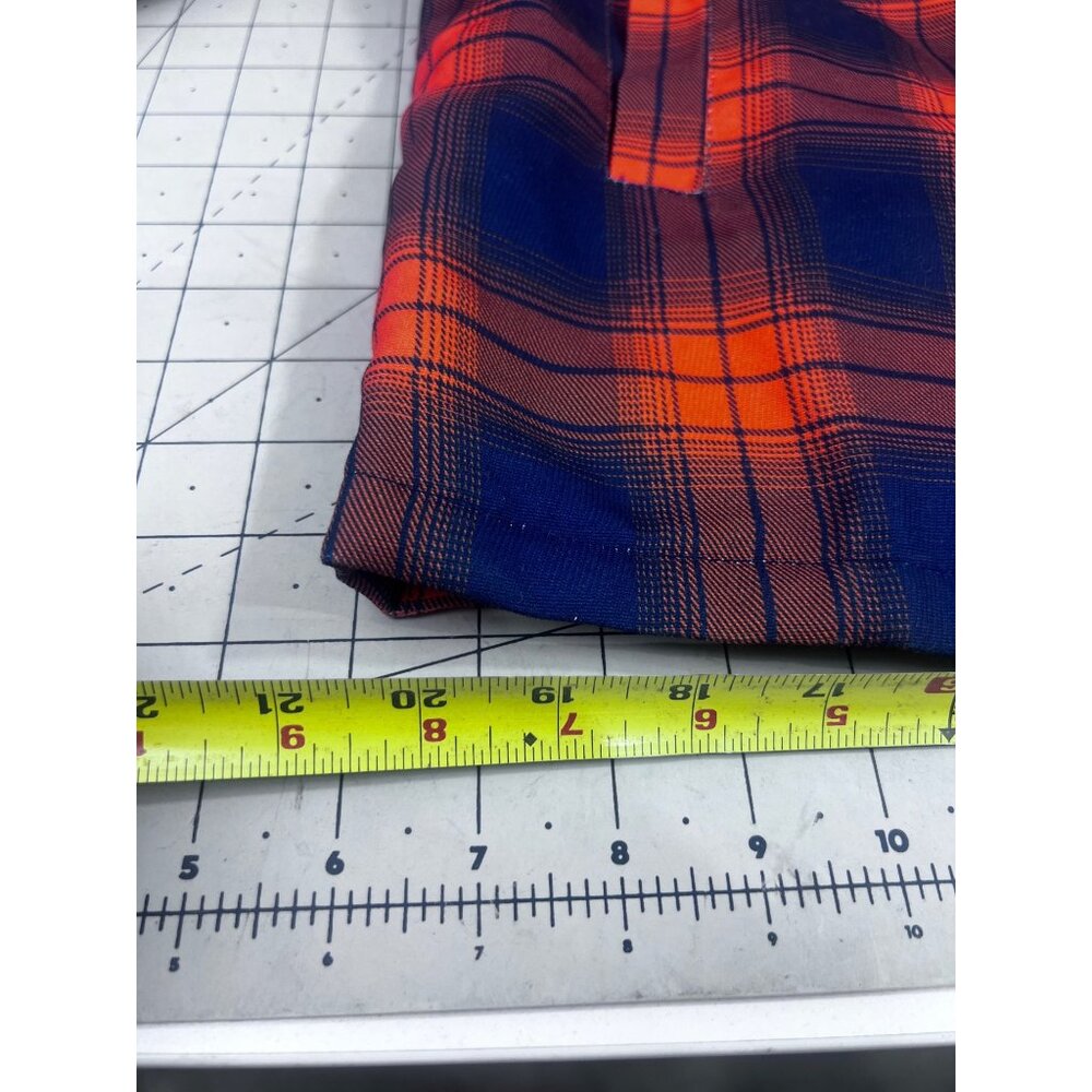 Men's Quilted Flannel Shirt Jacket Plaid Blue & Orange Sz. L Pearl Snap Vintage - Picture 8 of 13